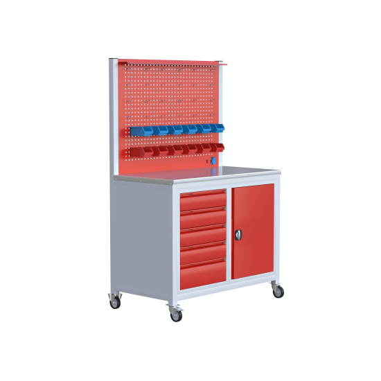 Sybtmz 1.30MT 5 ÇEKMECELİ VE DOLAPLI TEKERLEKLİ ÇALIŞMA TEZGAHI