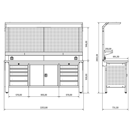 Dolaplı Metal Çalışma Masası Sybtmz.36.15.43