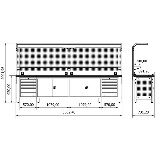 Dolaplı Metal Çalışma Masası Sybtmz.36.15.74
